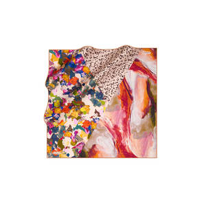 Pink Silk Patterned <b>Square</b> <b>Scarf</b> - Product Image 1