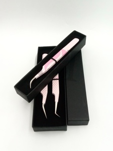Pinzas para Pestañas GETUP BROSONS IMPEX, Nuevo Estilo, 45 Grados, Recubrimiento en Polvo Rosa Claro, Punta Curva/Serrada/Lisa, 10 mm, Acero Inoxidable - Product Image 4