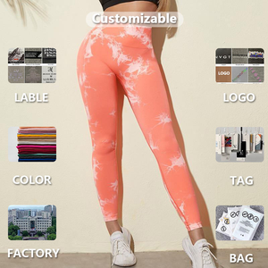 Tie-Dye Print taille haute Leggings de yoga pour femmes respirant évacuant l'humidité couleurs personnalisées sans couture serré hanche ascenseur - Product Image 2