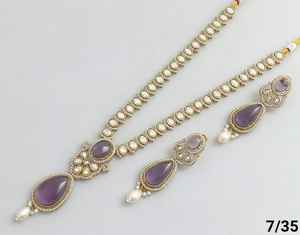 Diseñador de desgaste de la fiesta piedras antiguas joyería tradicional hermoso diseño antiguo pesado conjunto de joyas pendientes para las mujeres - Product Image 6