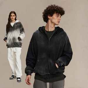 Custom Men's Vintage Washed Oversized Loose <b>Thin</b> <b>Hoodie</b> with 3D Embroidery 100% Cotton Winter 420gsm for Men - Product Image 4
