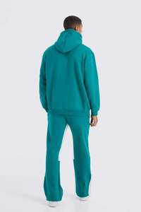 Fabricant de vêtements OEM, sur mesure, appliqué délavé, broderie, survêtement à jambes larges à deux pièces, pull unisexe, survêtement - Product Image 2