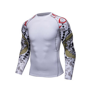 2025 nuevo protector de erupción en blanco con su logotipo, diseño personalizado, logotipo hecho, protector de erupción, mangas completas, ropa de entrenamiento de surf MMA BJJ - Product Image 2