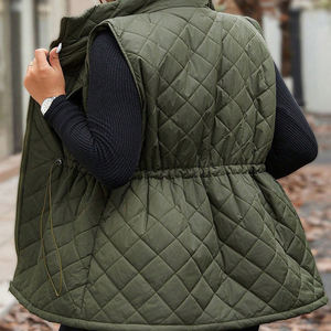 Gilet matelassé rayé personnalisé, écologique, imperméable, respirant et coupe-vent pour femme, longueur classique, sans manches, vêtement d'extérieur décontracté - Product Image 4