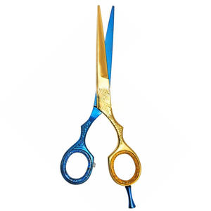Tijeras de Peluquería Profesionales con Mango Elegante, Color Dorado y Azul, de Acero Metálico, para un Corte de Pelo Estilizado - Product Image 6