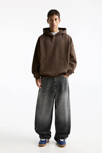 Jersey de mezcla de algodón marrón unisex personalizado, sudaderas con capucha para hombre, sudadera de lana básica de gran tamaño con bolsillo, estilo informal - Product Image 5