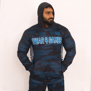 Ensemble de jogging 2 pièces personnalisé OEM Survêtement de grande taille en polyester 100% respirant Survêtement léger coupe-vent pour survêtement de piste à capuche - Product Image 5