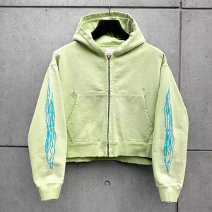 Ropa de calle personalizada 2025 de calidad superior, chándales Unisex con cremallera, conjunto de pantalones de chándal y Sudadera con capucha desgastados con lavado ácido - Product Image 5