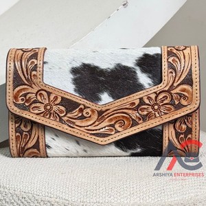 2025 nouveau concepteur de luxe usiné à la main en cuir carte porte-monnaie Long portefeuille Vintage dames à la mode véritable pochette en peau de vache - Product Image 1