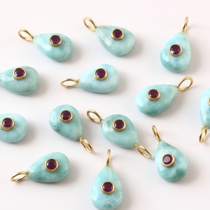 จี้พลอยลาร์ิมาทรงรีธรรมชาติ ทำด้วยมือ เงินแท้ 925 ชุบทอง ประดับด้วยชาร์ม สำหรับผู้หญิง ราคาขายส่ง - Product Image 2