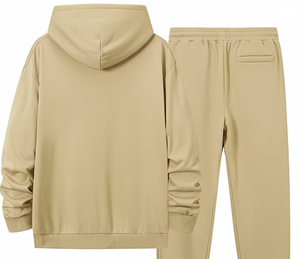 Costume de jogging à capuche en polaire lourde | Motif solide | 100% coton | Logo personnalisé | Vêtements de sport d'hiver - Product Image 4