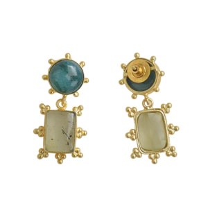 Boucles d'oreilles en laiton de qualité supérieure, plaquées or, design en pierre naturelle brute, finition en laiton satiné, style avant-gardiste, export en gros - Product Image 2