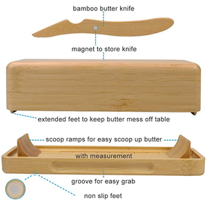 Récipient à beurre décoratif de table élégant et vintage, plat de service à beurre en bois pour ustensiles de cuisine - Product Image 2