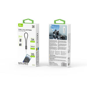 Cable 2 en 1 de 30 cm PD 35 W de C a IP CB-327CL Negro Carga Súper Rápida de 3 A Cargador de Cobre Puro para Celular Compatible con PD 100 W - Product Image 1