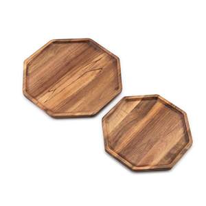 Accesorios de cocina de calidad estándar Juego de 2 bandejas hexagonales de madera con mango de metal para servir disponibles a un precio asequible - Product Image 2