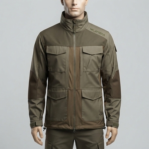 Chaqueta Cortavientos Multibolsillos Color Verde Oliva para Hombre, Chaqueta de Trabajo con Capucha, Estilo Táctico con Cremallera Completa - Product Image 4