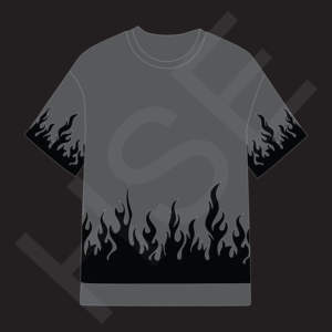 T-shirt imprimé flamme sombre, streetwear, style hip-hop, tee-shirt surdimensionné - Product Image 1