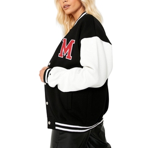Chaquetas universitarias recortadas de alta calidad para mujer, chaqueta de béisbol universitaria de Letterman de manga larga con bolsillos delanteros para hombres y mujeres - Product Image 2