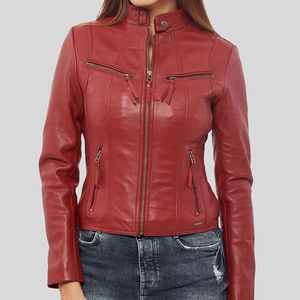 Nouvelle veste en cuir véritable pour femmes, élégante, imprimée, couleur unie, respirante, finition de haute qualité, personnalisable, hiver - Product Image 4