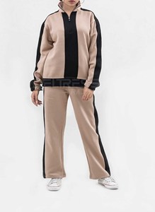 ชุดวอร์มผู้หญิงพรีเมียม ผ้าฝ้าย 100% ระบายอากาศได้ดี เป็นมิตรกับสิ่งแวดล้อม ดีไซน์ใหม่ทันสมัย ลายเรียบ ชุดเสื้อและกางเกง แห้งเร็ว 380 GSM - Product Image 4