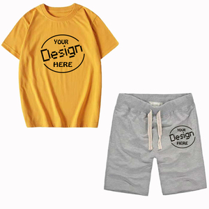 เซ็ตเสื้อยืดและกางเกงขาสั้นสำหรับผู้ชายชุดวิ่งลำลองผ้าฝ้ายออกแบบโลโก้ได้ตามต้องการฤดูร้อน - Product Image 4