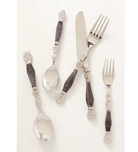 Ensemble de couverts de mariage en acier inoxydable avec poignée en os Ensemble de couverts en métal écologiques durables de 5 pièces parfait pour les cadeaux - Product Image 6