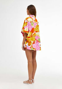 Pantalones cortos de camisa con botones sueltos con estampado gráfico de gran tamaño de verano para mujer, estampado Digital por encima de la rodilla para mayor comodidad y estilo - Product Image 3