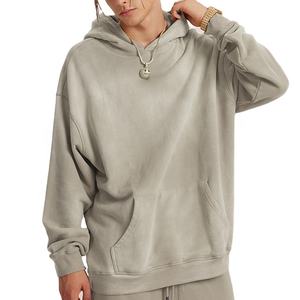 Sweat à capuche d'hiver noir surdimensionné pour homme, en denim épais vintage respirant, avec logo personnalisé au dos et au col, vente en gros de haute qualité - Product Image 2