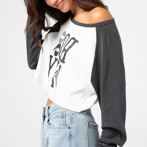 Camiseta de manga larga transpirable nueva salida de fábrica mejores mujeres Crop Top camisetas mejores cosas de algodón mujeres desgaste Crop Top camisetas - Product Image 5