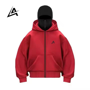 Sweat-shirt sport à capuche double en coton et polyester pour homme, coupe ample, fermeture éclair, poids lourd, vente en gros Aifran - Product Image 4