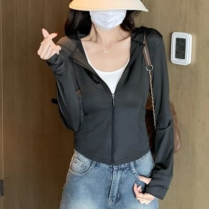 เสื้อโค้ทกีฬามีฮู้ดสำหรับผู้หญิงสไตล์กอทิปกันแดด S-2XL ใหม่ระบายอากาศได้ดีพร้อมโลโก้ด้านหน้า - Product Image 3