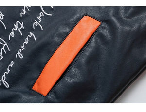 Blouson aviateur Letterman Varsity pour homme vintage Style hiver corps en cuir satiné brodé serviette en chenille patch avant nouveau logo - Product Image 5