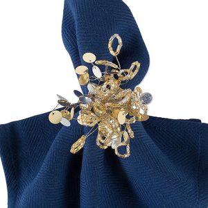 แหวนผ้าเช็ดปากสีทองประกายสุดหรูไม่ซ้ำใครรูปทรงวินเทจตกแต่งโต๊ะปาร์ตี้งานแต่งงานแหวนผ้าเช็ดปากสุดพิเศษ - Product Image 1