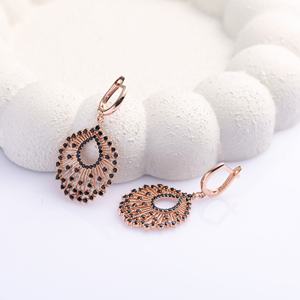 Pendientes colgantes de piedra CZ negra cúbica, joyería de plata de ley 925 hecha a mano turca al por mayor - Product Image 4