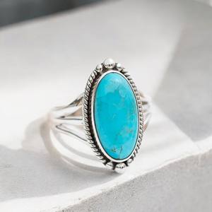 Belle bague Arizona Turquoise déclaration bague en argent sterling 925 bijoux en pierres précieuses naturelles faits à la main pour les femmes - Product Image 1