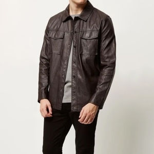 Camisa de cuero personalizada de alta calidad para hombre, ropa al por mayor terminada para primavera y otoño - Product Image 2