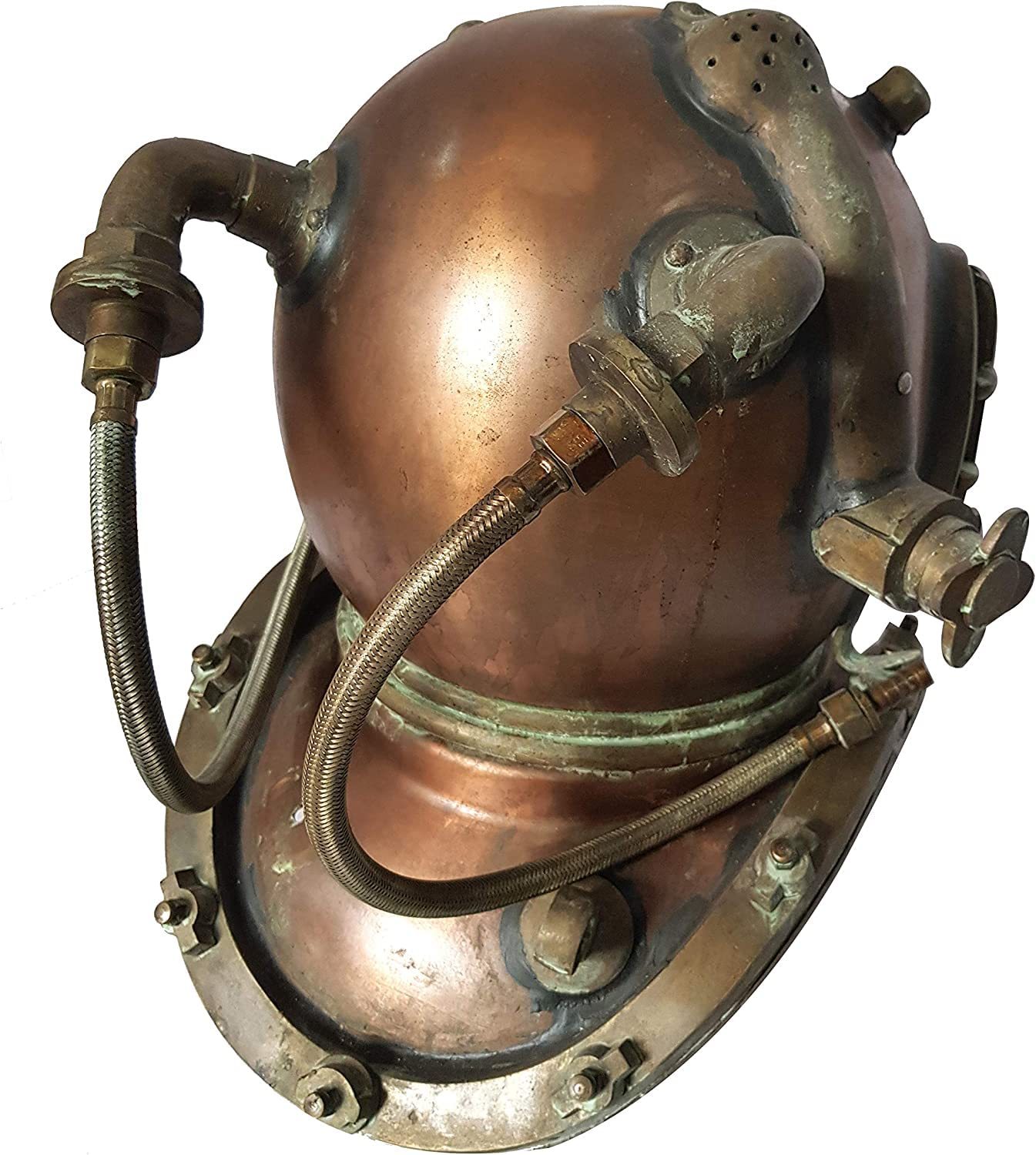 Réplique De Casque De Plongée Antique Mark V – Finition Cuivre, Aluminium Solide, Hauteur 20 Cm, Décoration Nautique Vintage