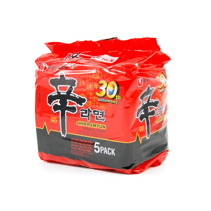 Суп для лапши NongShim Shin Ramyun для гурманов, острый, 5 упаковок, 120 г лапши быстрого приготовления, ручная работа, объемная упаковка в коробке