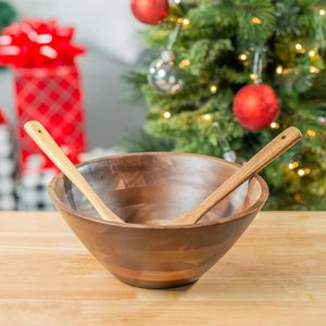 Acacia Salad Bowl and <b>Serving</b> Utensil Set - Large Wooden Salad Bowl with <b>Serving</b> <b>Spoon</b> and Fork - Product Image 6