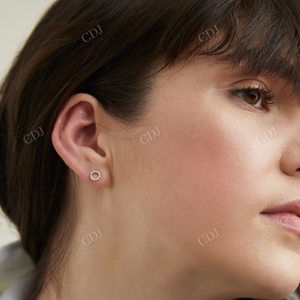 Boucles d'oreilles Halo en diamant Moissanite certifiées GRA Clous d'oreilles en or 14 carats pour femmes Bijoux de mode tendance Bijoux personnalisés minimalistes fins - Product Image 3