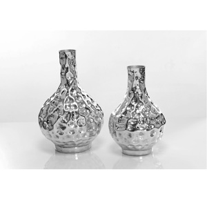 Vases en métal en acier martelé pour fleur Vase à fleur en métal poli argenté à un prix abordable - Product Image 3