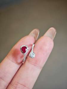 แหวนเงินแท้ 925 ชุบทองคำขาว 14K ประดับมุกน้ำจืดรูปหยดน้ำ ฝังเพชรโมอิสซาไนต์ แหวนดีไซน์หรูสำหรับงานปาร์ตี้ของผู้หญิง - Product Image 5