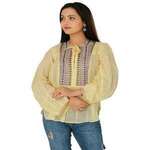 Femmes fait à la main Boho brodé coton haut Designer décontracté été Blouse léger Festival porter longue longueur tissé chemise - Product Image 3