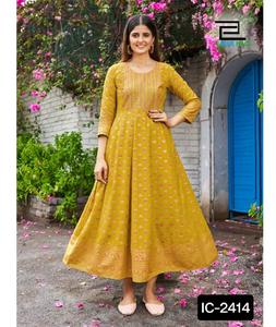 Kurtis en rayonne ethnique indienne avec belle broderie et grande taille disponible pour les femmes Ensemble Kurtis en rayonne à bas prix - Product Image 1