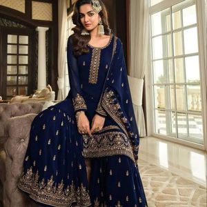 DISEÑADOR PREMIUM FAUX GEORGETTE TOP BOTTOM DUPATTA SET FIESTA VESTIDO TRAJE TRADICIONAL TENDENCIA OCASIONAL FUNCIONAL WEAR - Product Image 1