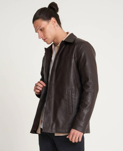 Veste en cuir de vache noir vintage pour homme, fermeture éclair, longueur régulière, capuche, respirante, écologique, imperméable - Product Image 2