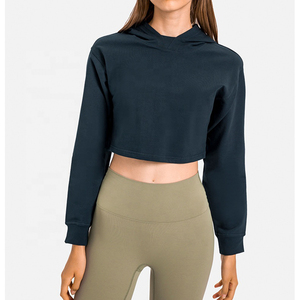 เสื้อฮู้ดเอวลอยสำหรับผู้หญิงวัสดุคอตตอนดีไซน์แบบของคุณเอง - Product Image 5