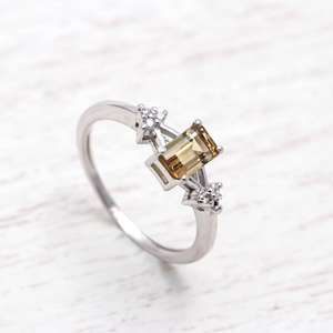 925 Solid Sterling <b>Silver</b> Wedding <b>Rings</b> Natural Tourmaline Gemstone Emerald Cut Ethnic Semiprecious Fine Jewelry for Women <b>Men</b> - Product Image 4