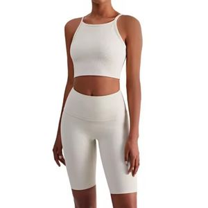 Conjunto Deportivo Personalizado al por Mayor para Niñas, Sujetador Deportivo y Pantalones Cortos, Cómodo, Elástico, para Gimnasio, Entrenamiento, Fitness, Yoga - Product Image 1