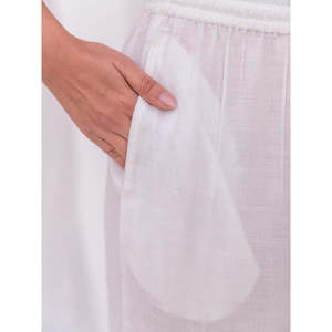 Pantalones Casuales de Pierna Ancha para Niñas, Cintura Elástica, Blancos, Transpirables, con Efecto Arrugado, para Verano - Product Image 2